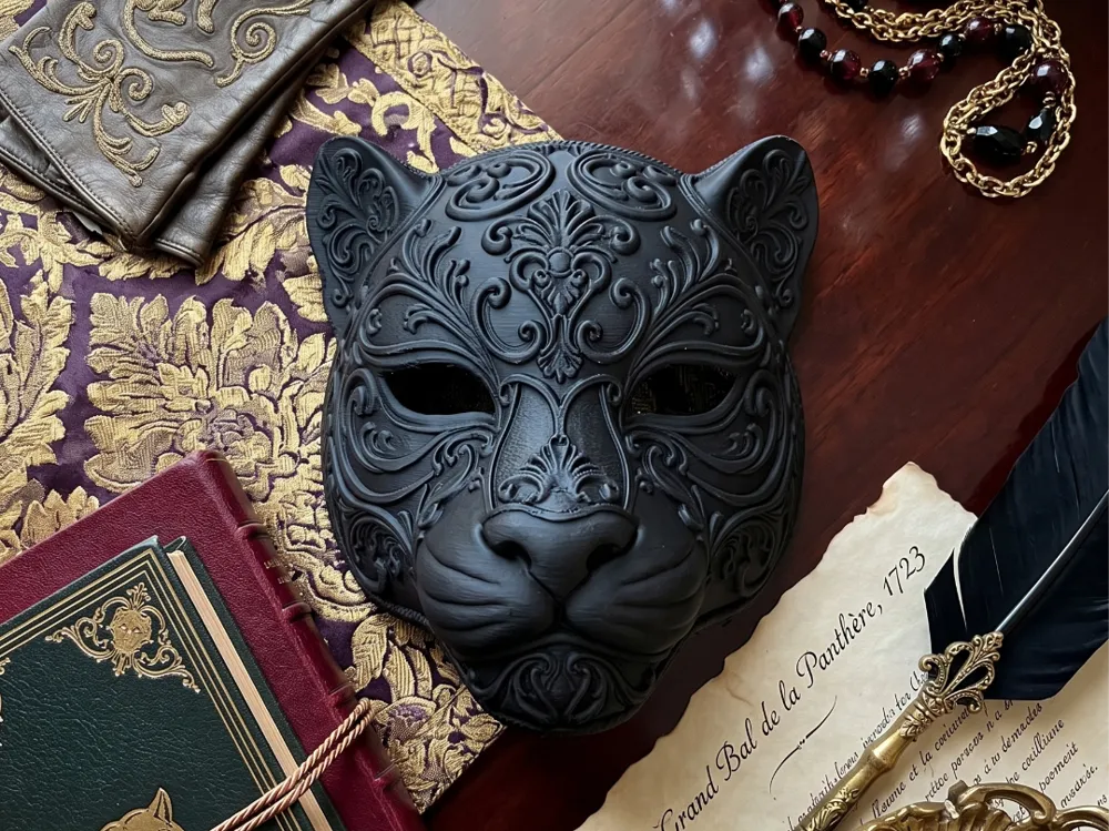 Baroque Venetian Panther Masquerade Mask