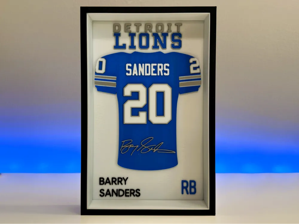 Barry Sanders Jersey Frame Lions, photo 2 of 4 - Barry Sanders Jersey Frame Lions Household