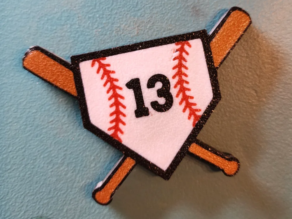 Baseball Plate N Bat with Editable Number