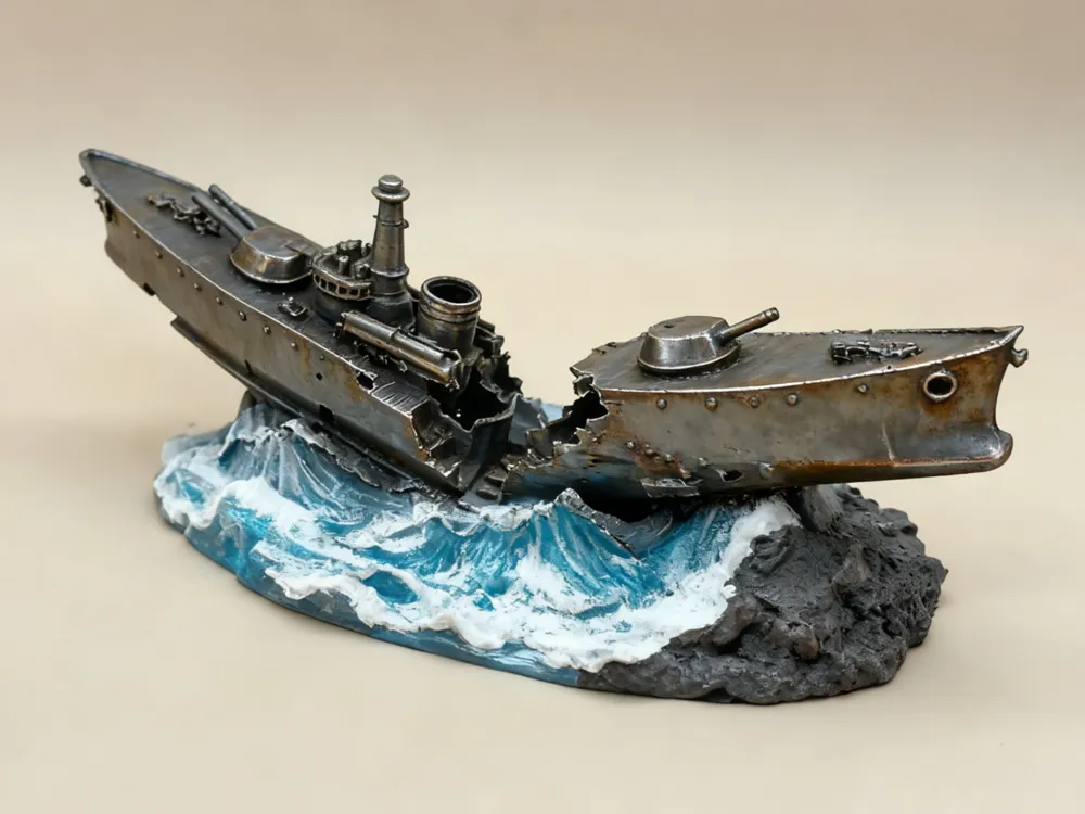 Battle-Damaged Broken Battleship