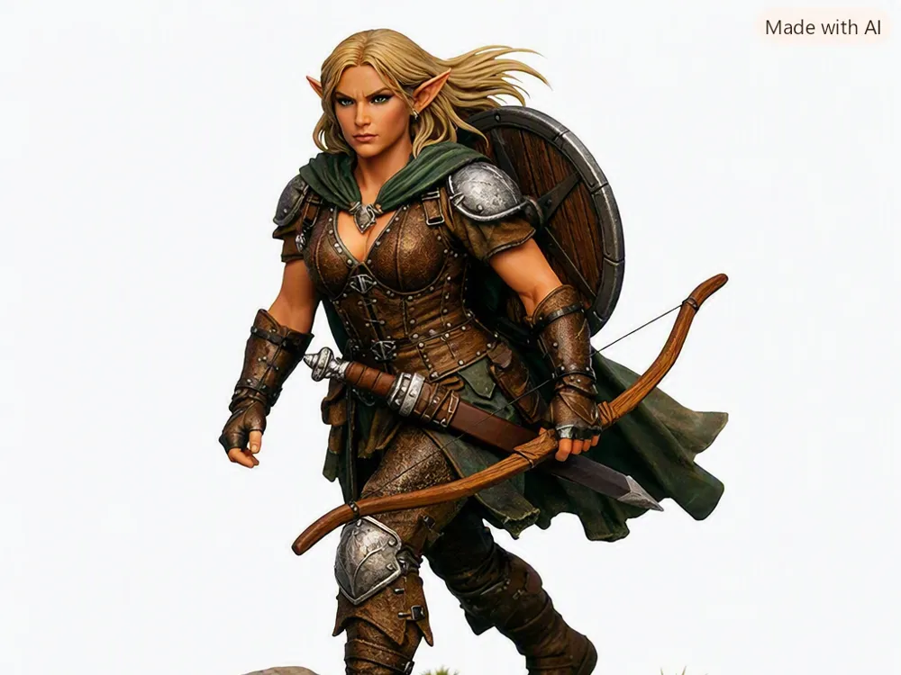 female elf fighter, photo 3 of 4 - female elf fighter Miniatures