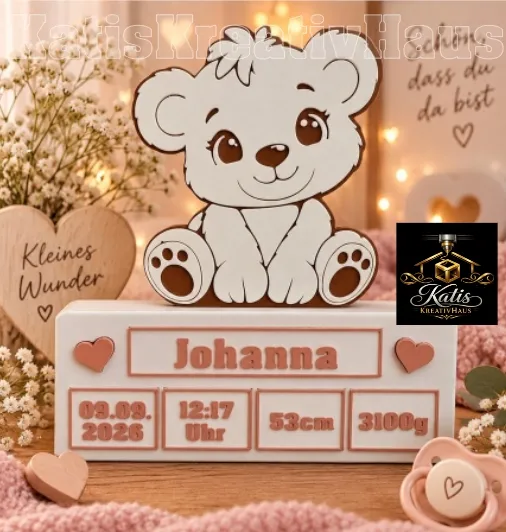 Personalised Bear Birth Gift, photo 2 of 4 - Personalised Bear Birth Gift Household