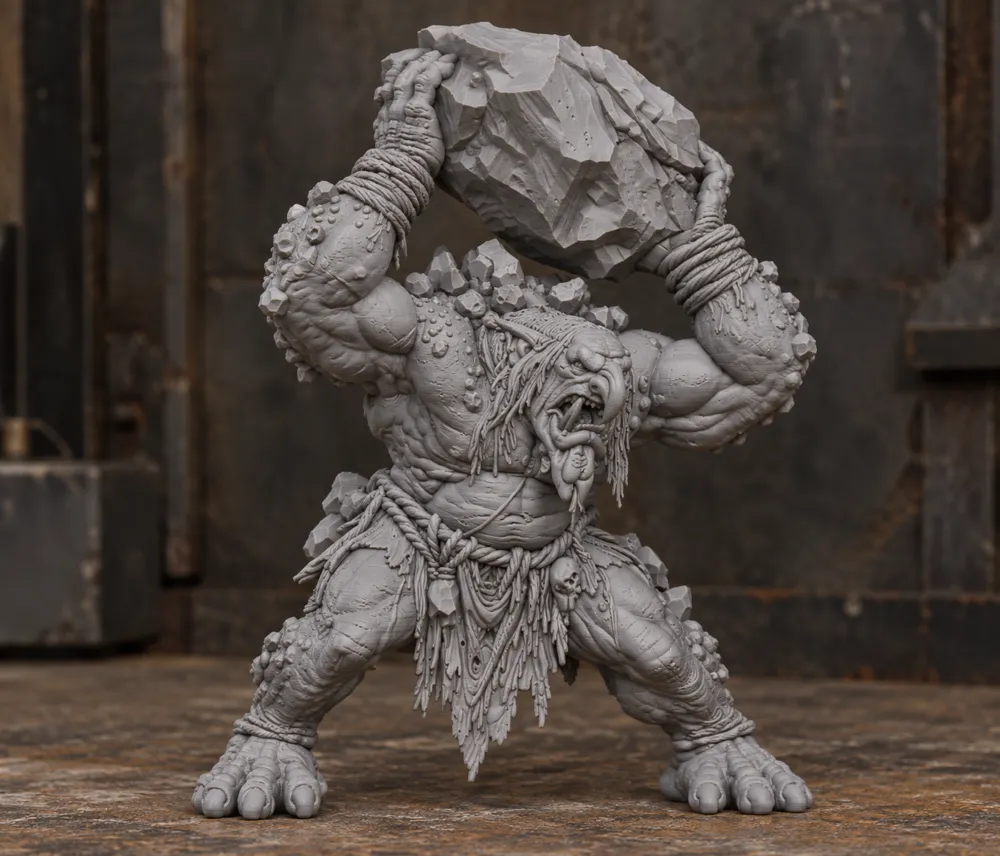 big troll with rock, photo 2 of 4 - big troll with rock Miniatures