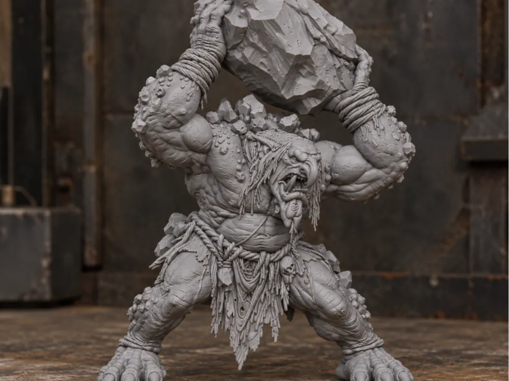 big troll with rock, photo 3 of 4 - big troll with rock Miniatures