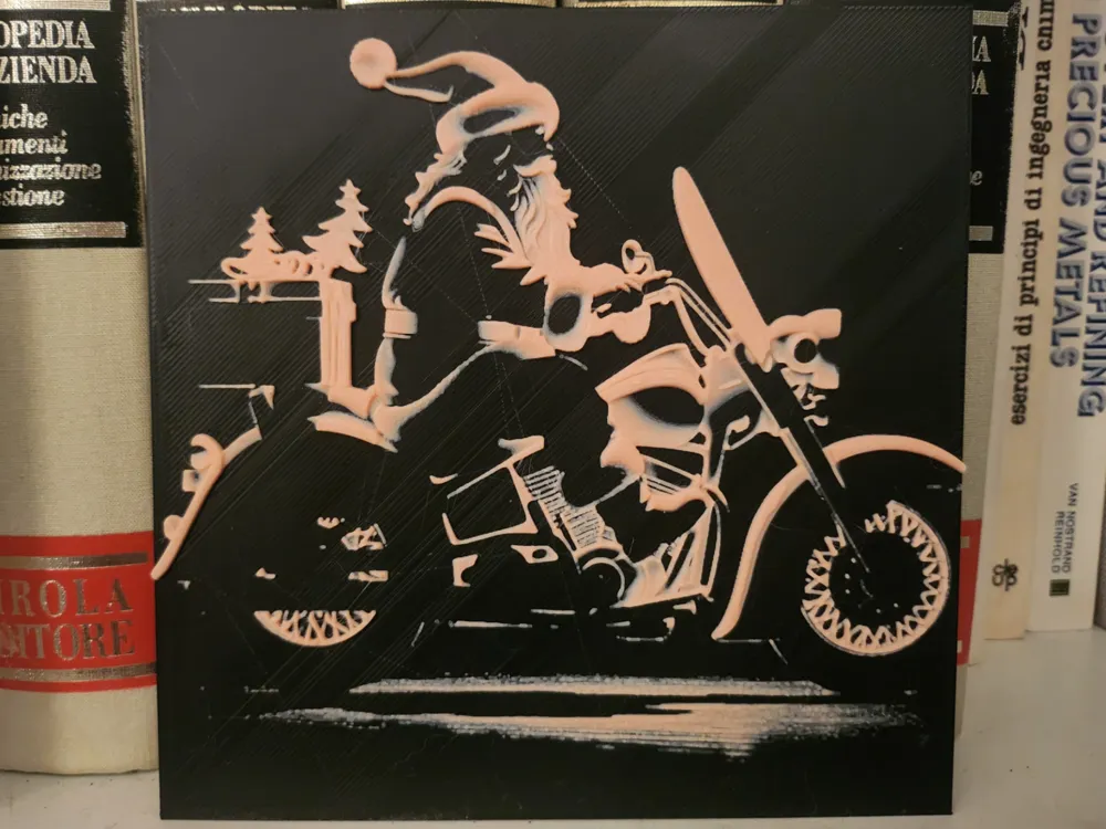 Biker Santa - Glow in the dark - Hueforge, another view - Cars & Bikes Photo Art, Christmas