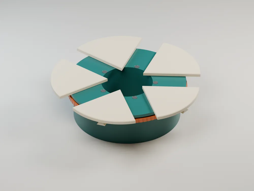 BLOOM 5, Mechanische Blütenbox mit Drehring