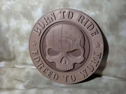 Born to Ride Forced to Work Skull Biker Plaque