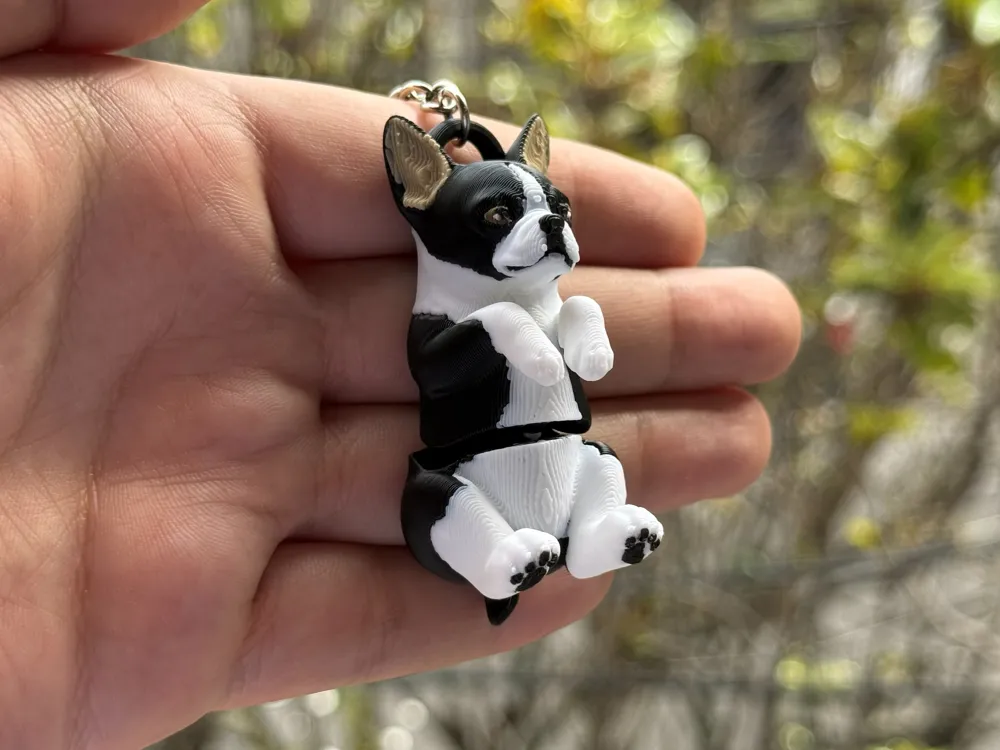 Boston Terrier Articulated Keychain, photo 3 of 4 - Boston Terrier Articulated Keychain Miniatures