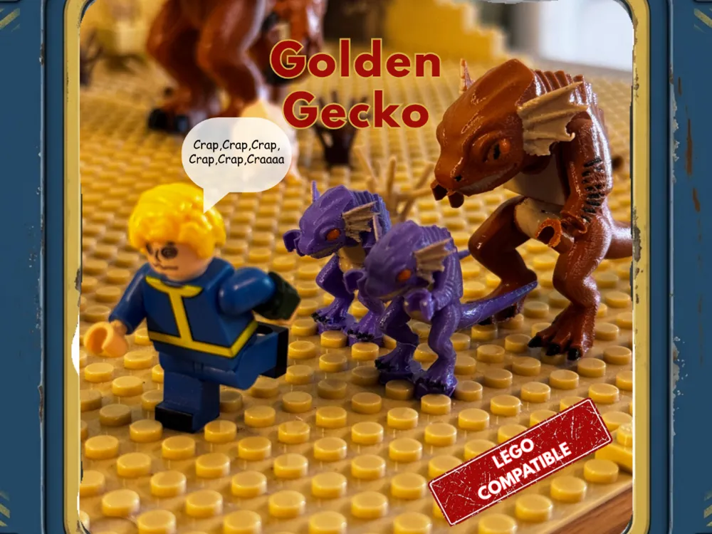 Brick Golden Gecko & Geckos Fallout Inspired - Fortnite & Shooter Game Figures, in stock