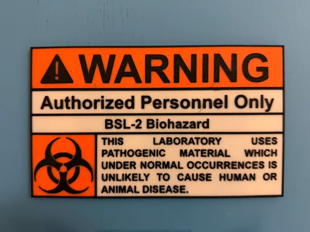 BSL-2 Biohazard Laboratory Sign
