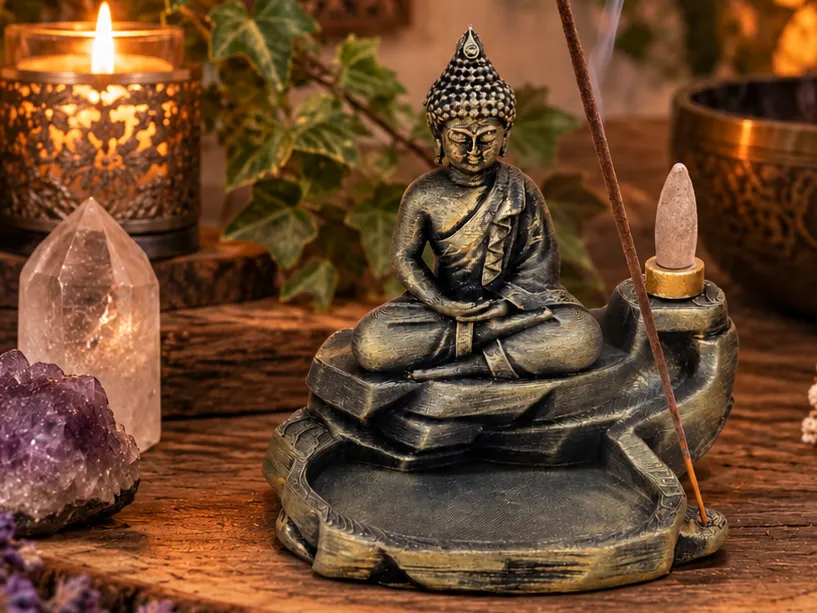 Buddha Räucherstäbchenhalter & Rückflussbrenner - Decor, in stock in India