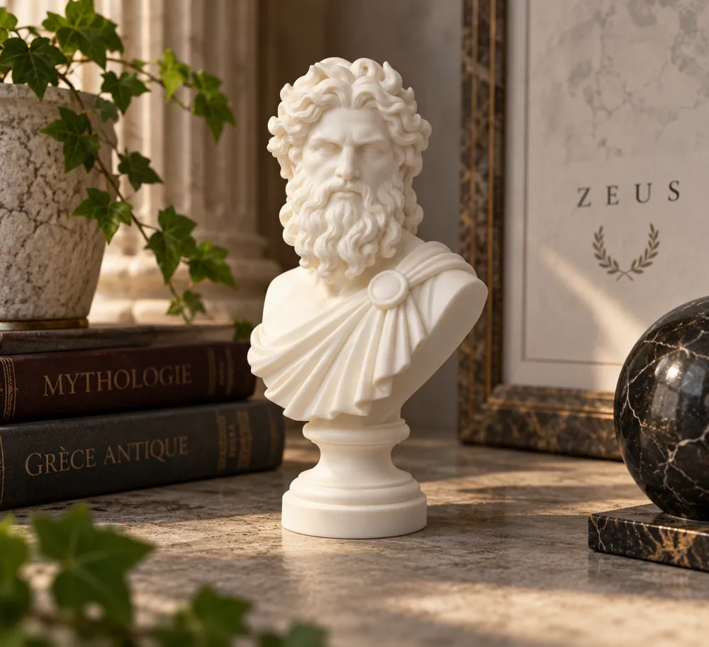 Buste de Zeus, Roi des Dieux Grecs | Statue, photo 4 of 4 - Buste de Zeus, Roi des Dieux Grecs | Statue Art