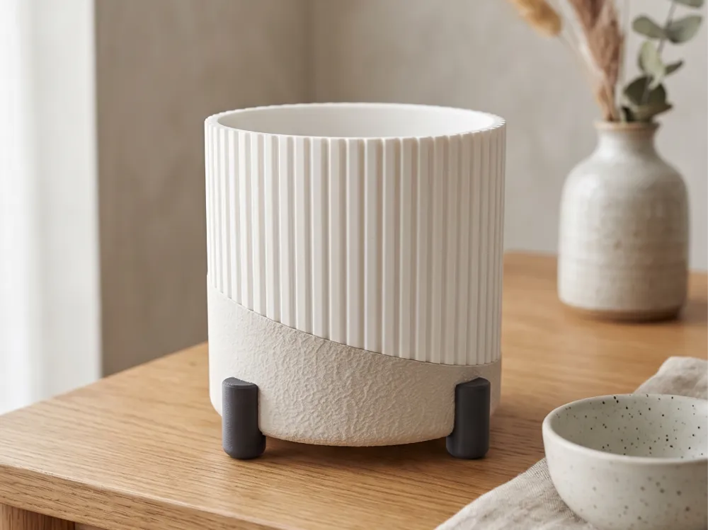 Facet, Fluted Planter with Drip Tray - Decor, in stock in India