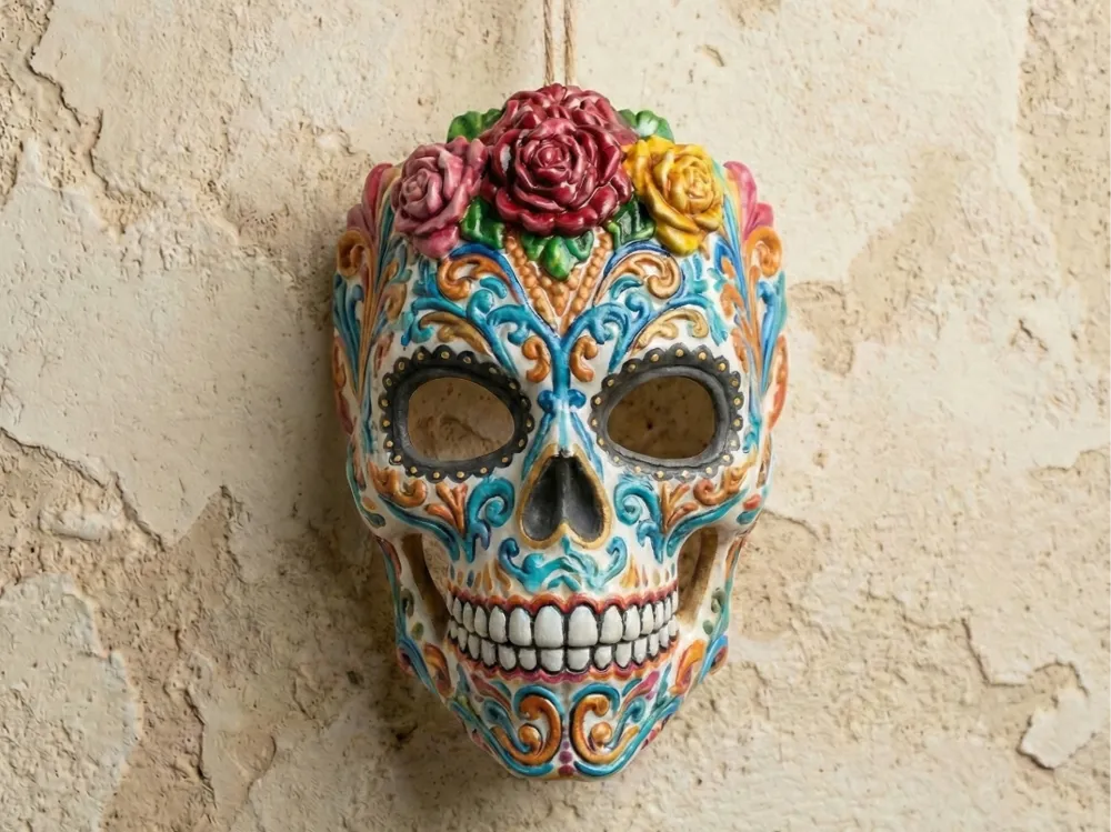 Calavera Skull Bloom Wall Mask