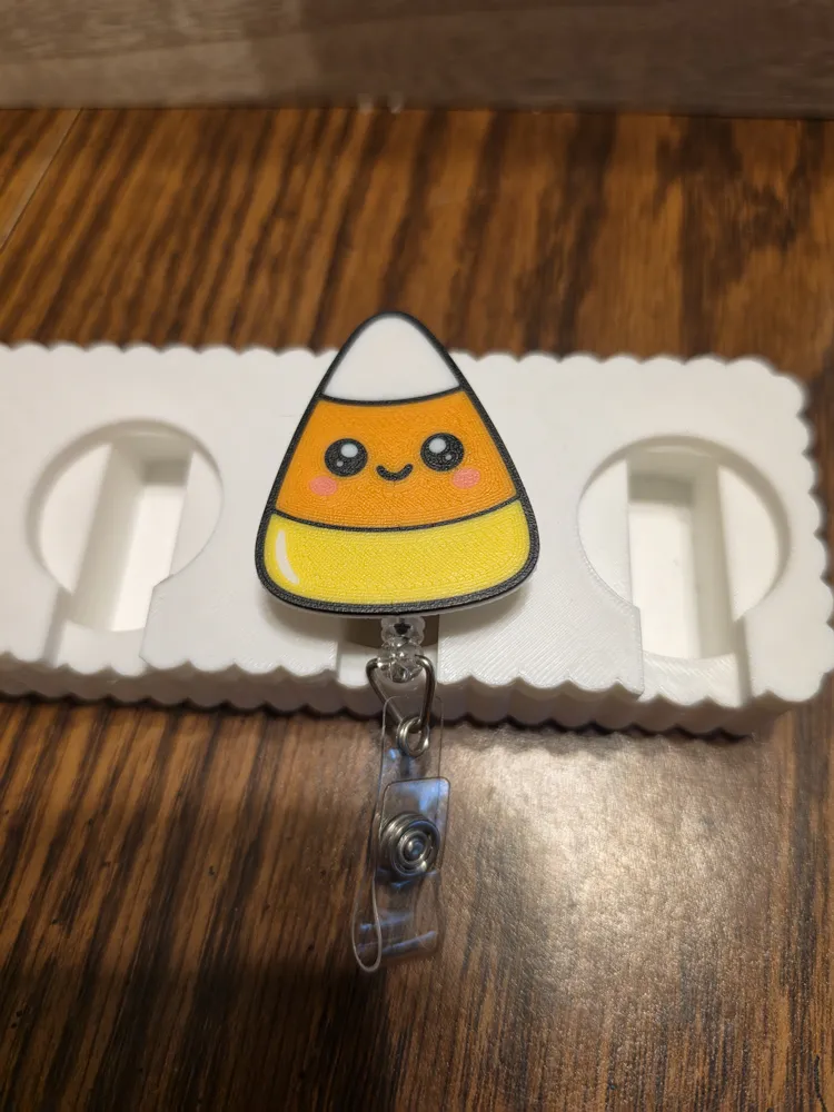 Candy Corn Badge Reel/Magnet, photo 2 of 4 - Candy Corn Badge Reel/Magnet Fashion