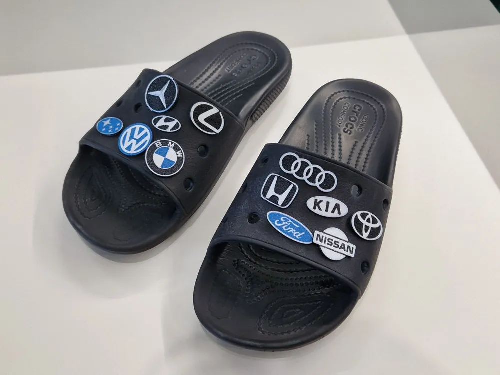 Car Logos Crocs 12 charm pins set. BMW VW Audi etc, photo 3 of 4 - Car Badges & Emblems, nissan