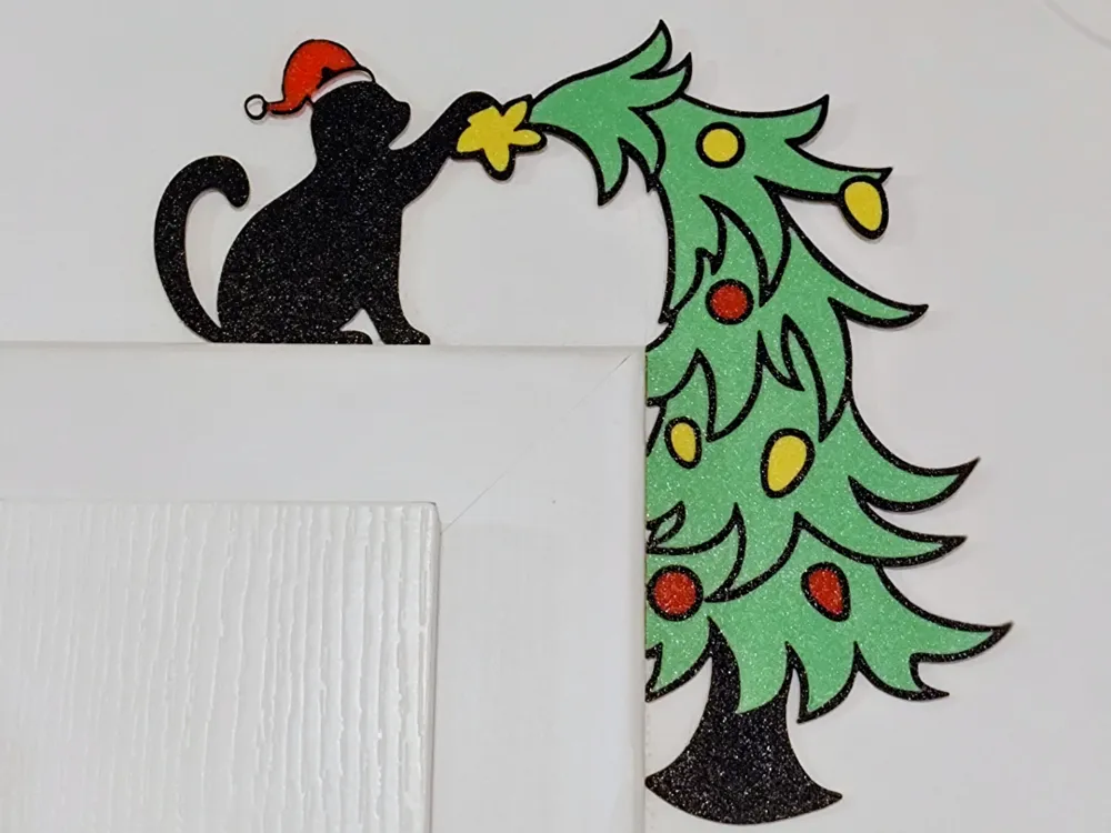 Cat and Christmas Tree Door Corner