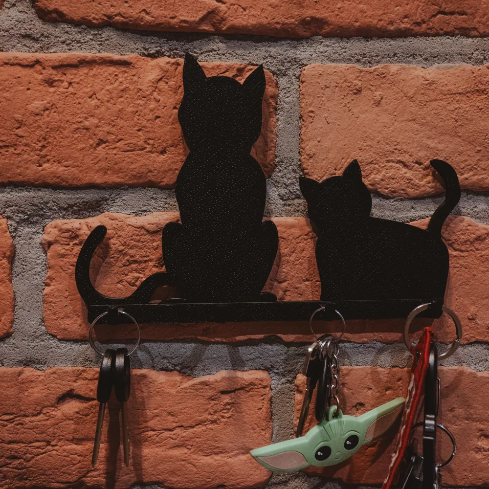 Cat Key Holder, 4 cat-shaped hooks, no drilling, photo 3 of 4 - Cat Key Holder, 4 cat-shaped hooks, no drilling Household