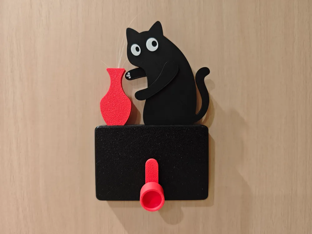 Cat Pushing Vase Fridge Magnet, photo 3 of 4 - Cat Pushing Vase Fridge Magnet Household