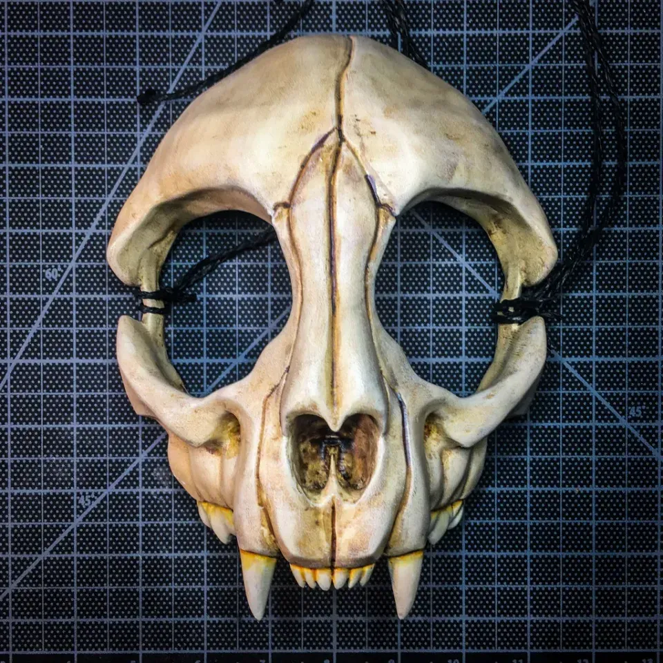 Cat Skull Mask, photo 2 of 4 - Skull Masks, halloween