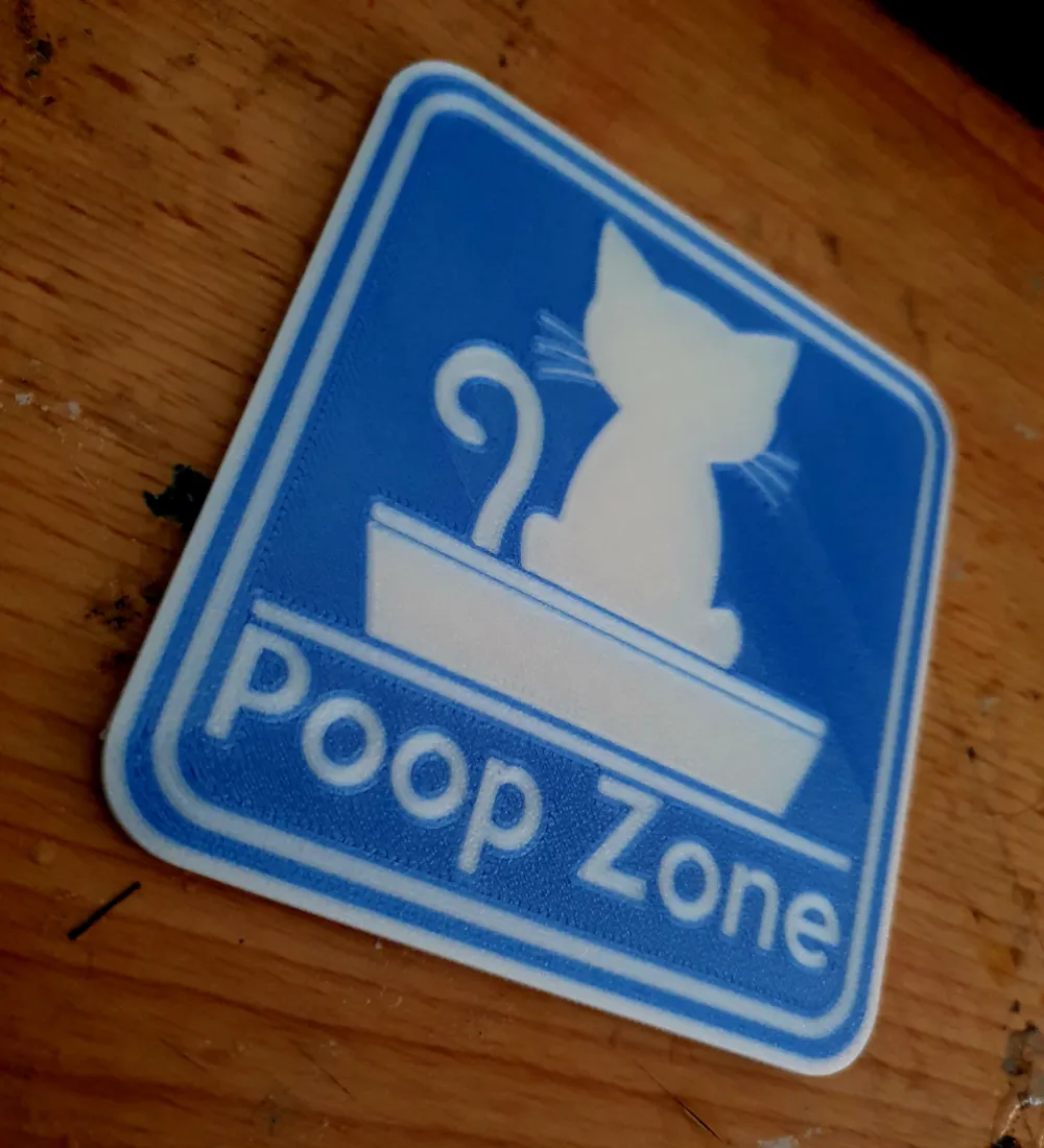 Cat Tray Poop Zone sign Toilet Door WC