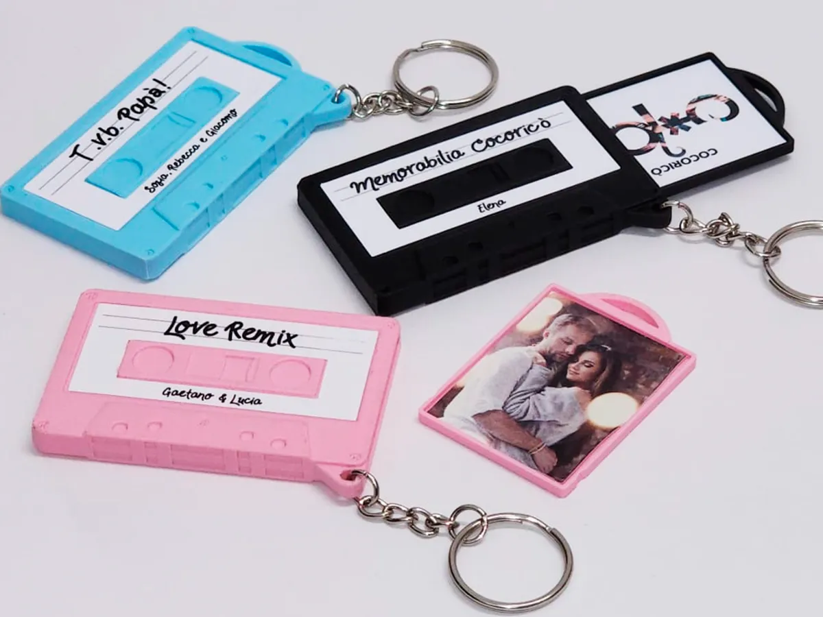 Retro Music Cassette Keychain + Photo Frame