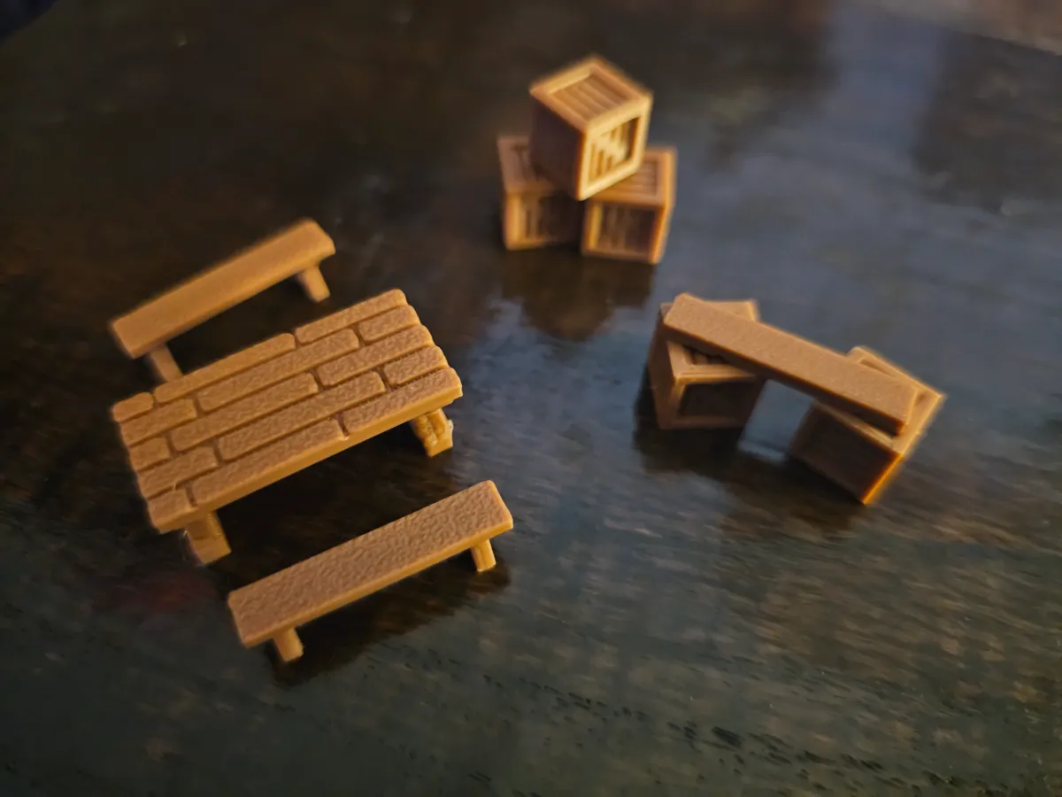 Miniature Table & Crates
