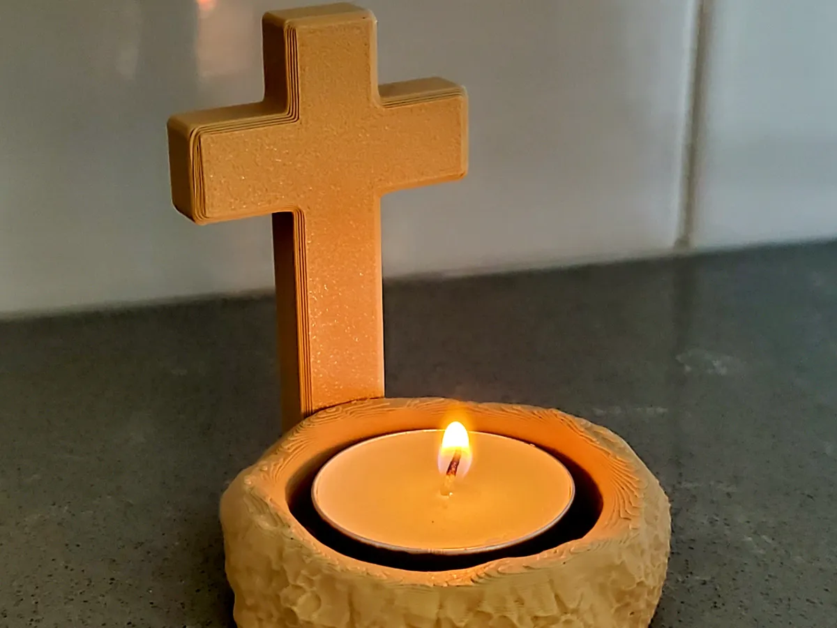 Candle Holder With Cross