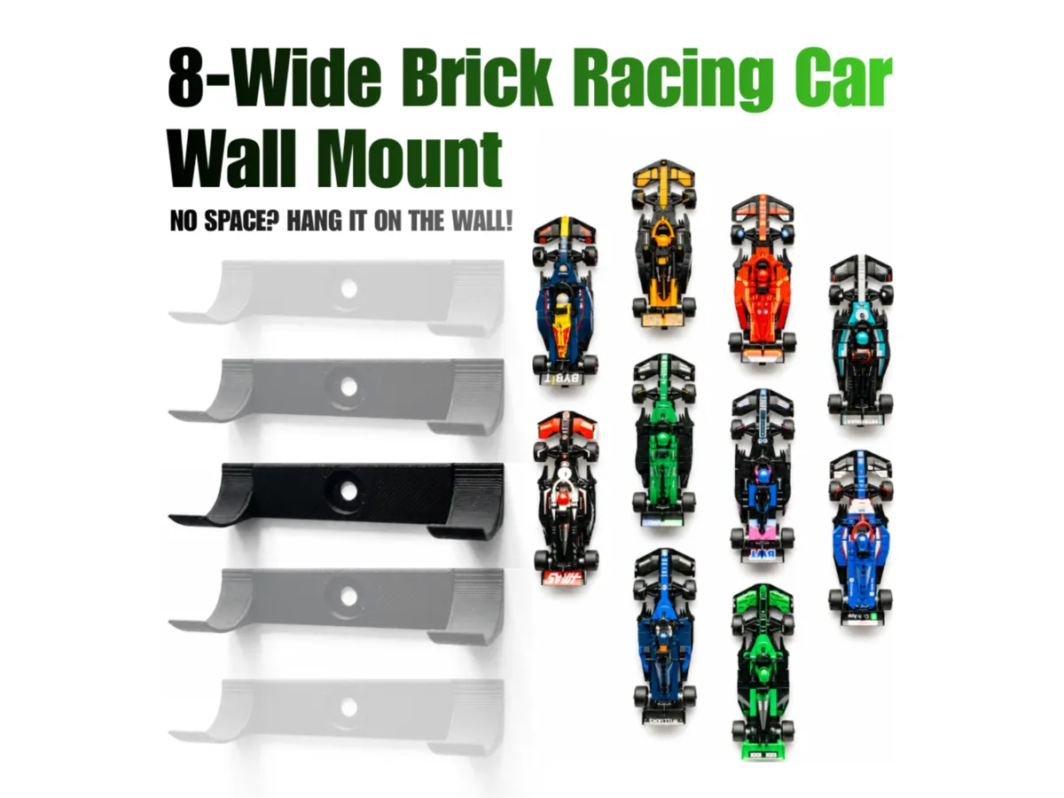 8-Wide Toy Brick Racing Car Wall Mount