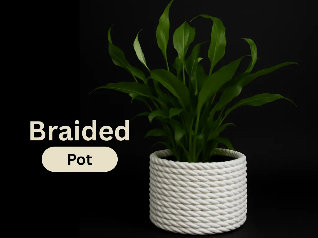 Braided basket look plant pot