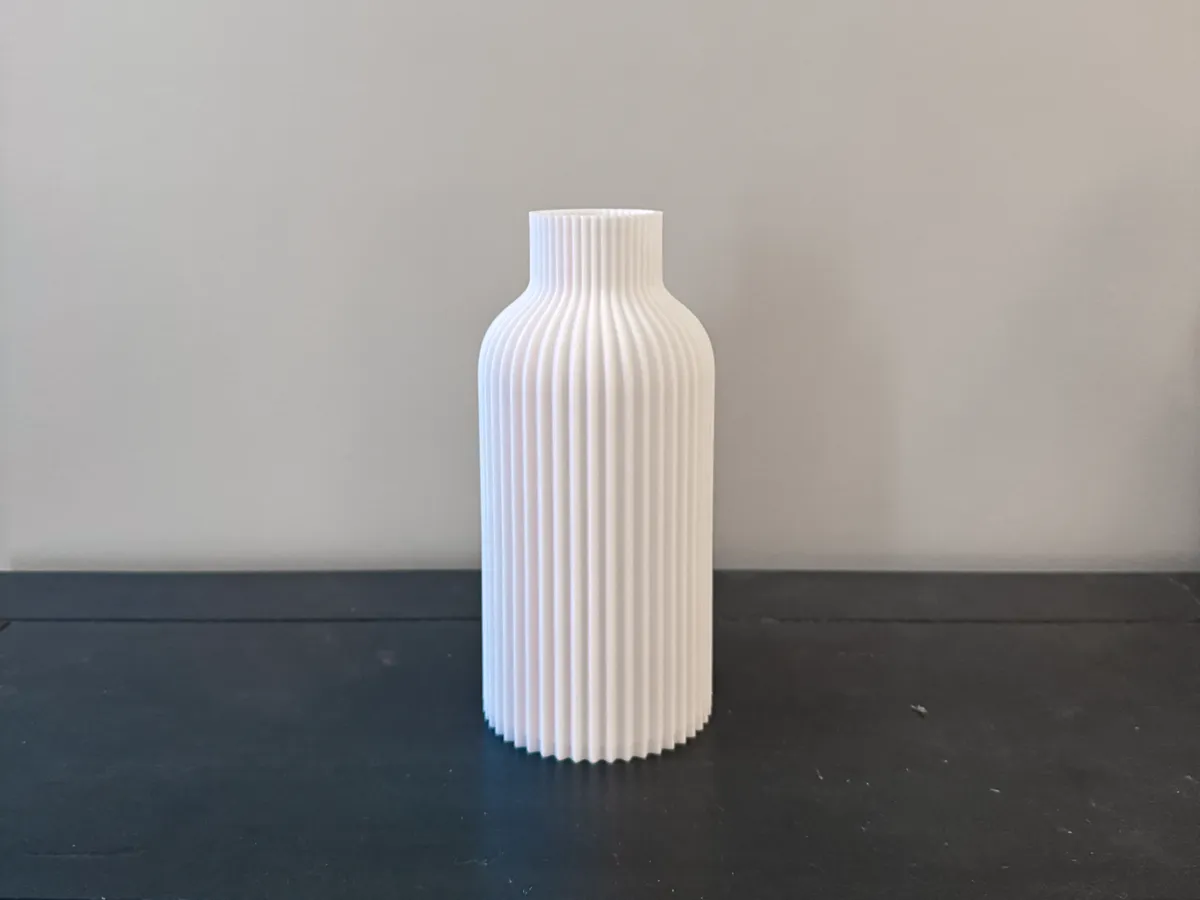 Modern Ribbed Vase w/Narrow Top, photo 2 of 2 - Modern Ribbed Vase w/Narrow Top Home Decor Items