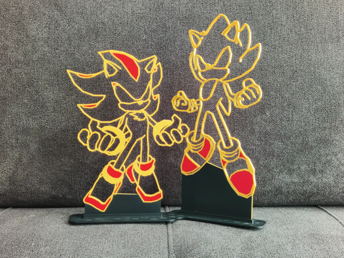 Super Sonic and Super Shadow Line Art