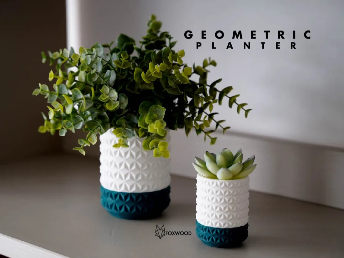 Geometric Planter with Drip Tray By Foxwood