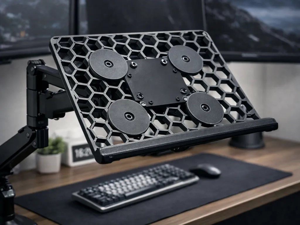 Compact, ventilated laptop tray