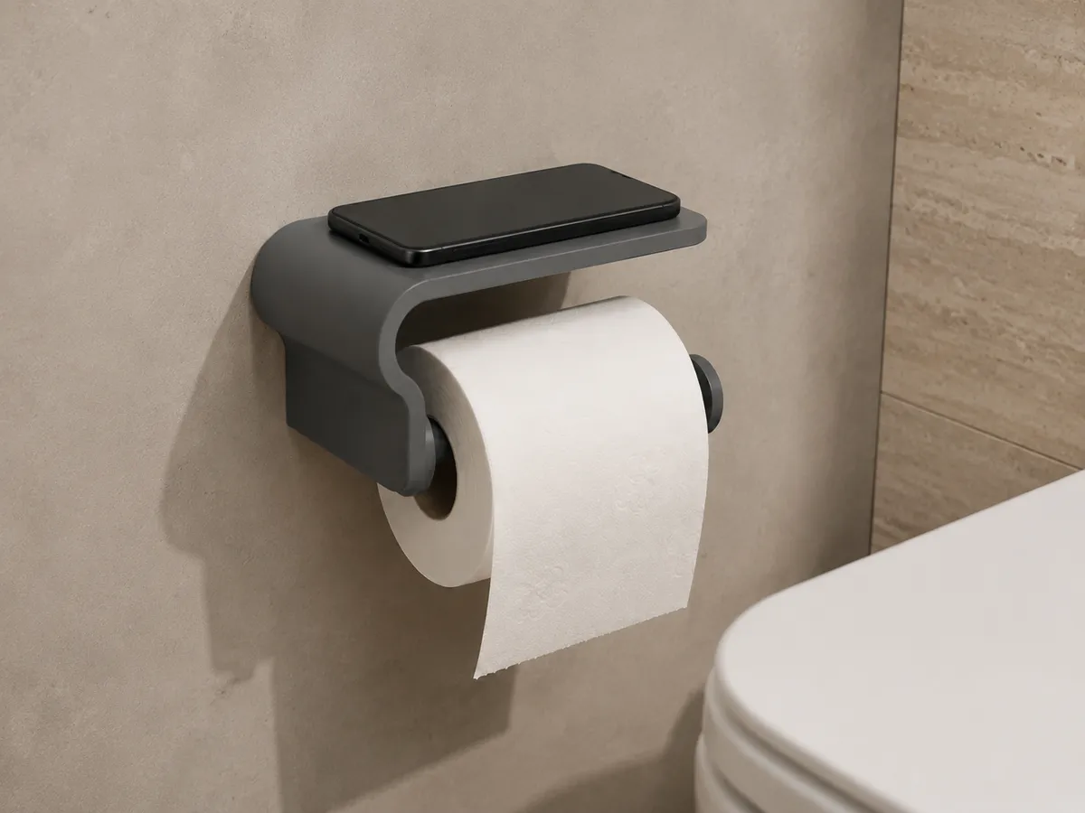 Wall-Mounted Toilet Roll Holder With Top Shelf, photo 4 of 4 - Wall-Mounted Toilet Roll Holder With Top Shelf Bath & Personal Care