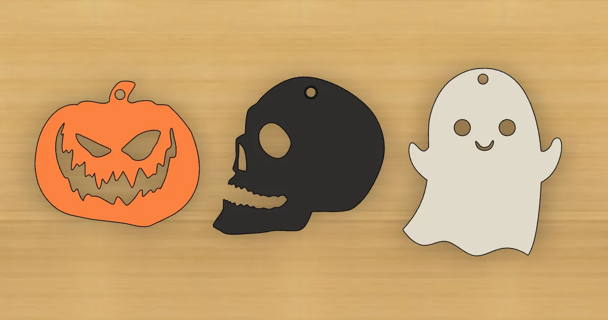 Halloween : Ghost, Pumpkin and Skull Keychains - 4mm Hole