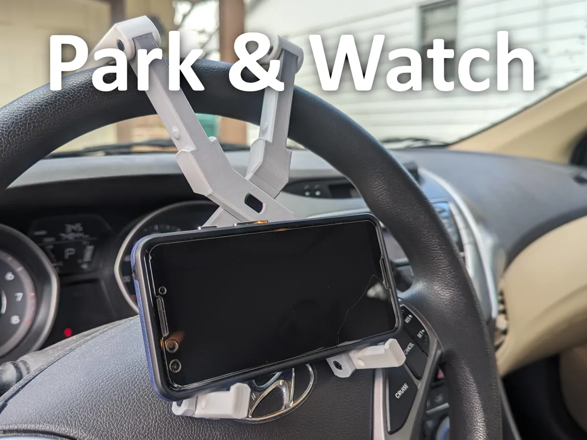 Steering Wheel Phone Stand: Park & Watch - Watch & Phone Charging Stands, in stock