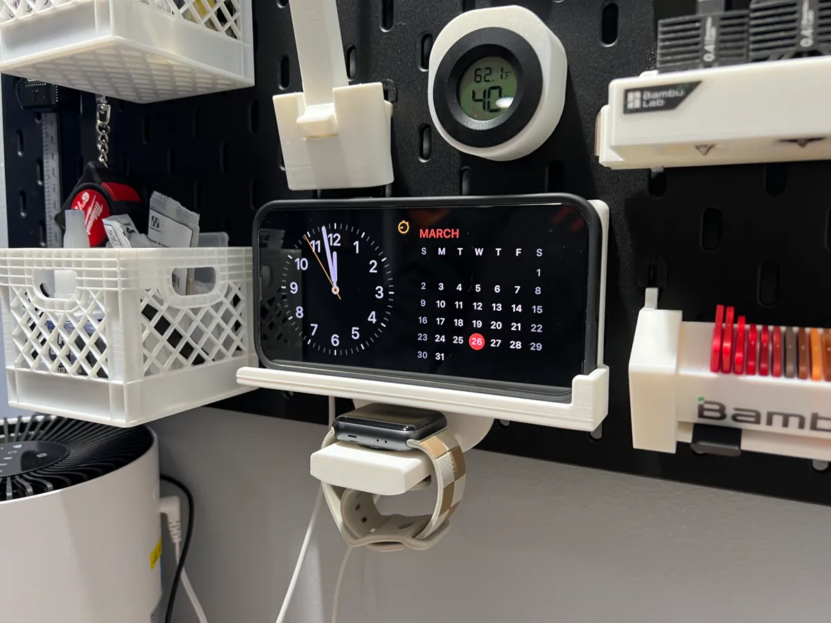 IKEA Skadis iPhone and Watch Charging Mount