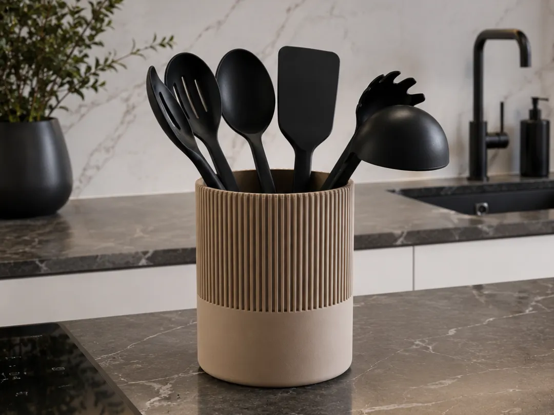 Modern Fluted Utensil Holder