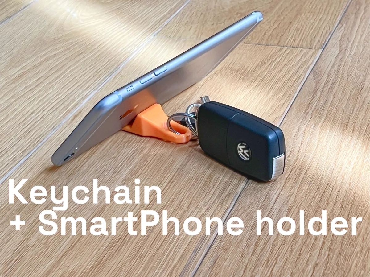 Keychain with phone holder