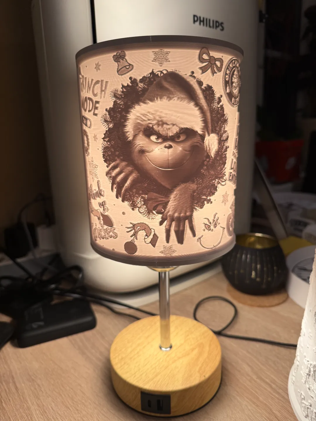Grinch Light Lampenschirm Lamp Lithophane, photo 2 of 3 - Grinch Light Lampenschirm Lamp Lithophane Household