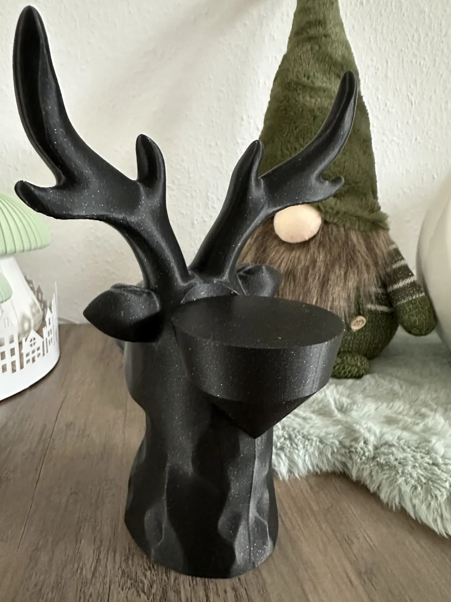 Hirschkopf für Led Stumpen Kerzen, photo 4 of 4 - Hirschkopf für Led Stumpen Kerzen Figurines & Collectibles