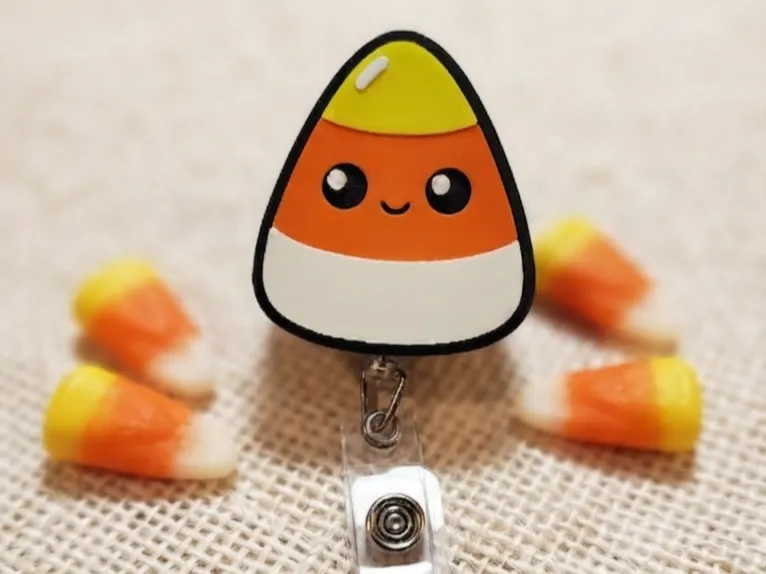 Cute Candy Corn Badge Reel Face/Magnet