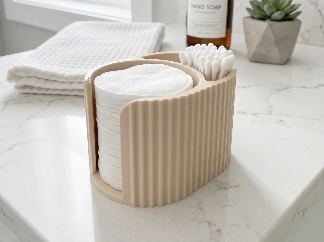 Modern Fluted Cotton Pad & Q-Tip Dispenser - Decor, in stock in India
