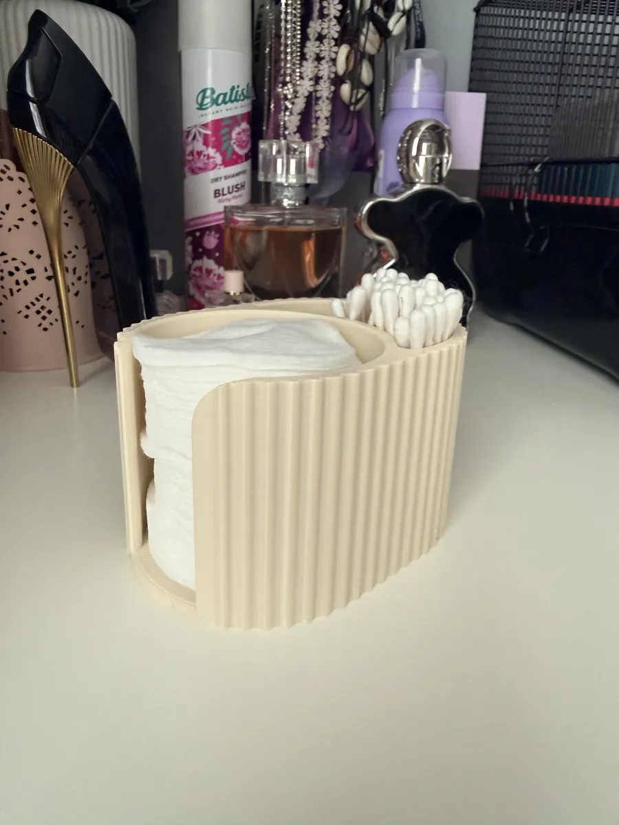 Modern Fluted Cotton Pad & Q-Tip Dispenser, photo 3 of 3 - Modern Fluted Cotton Pad & Q-Tip Dispenser Household