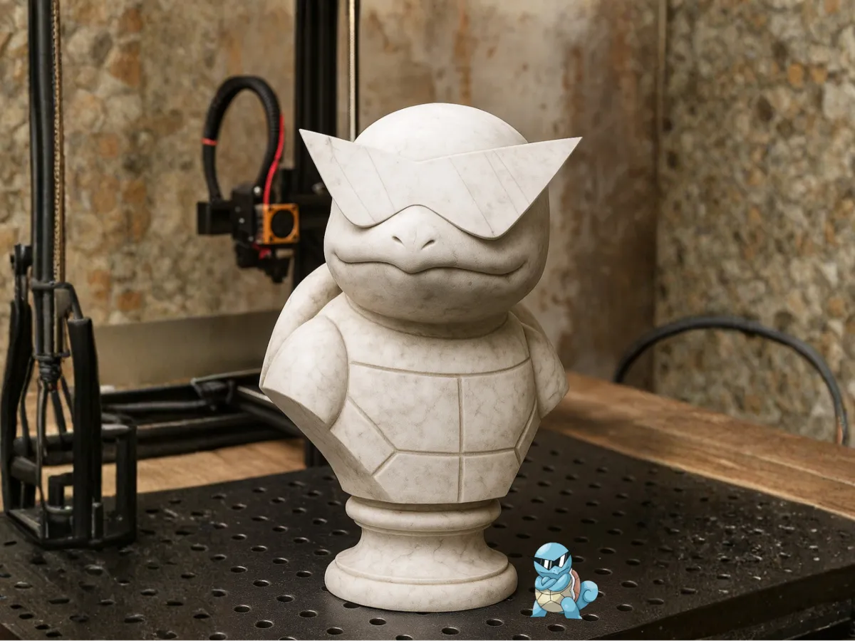 Busto di marmo con occhiali ispirato a creature
