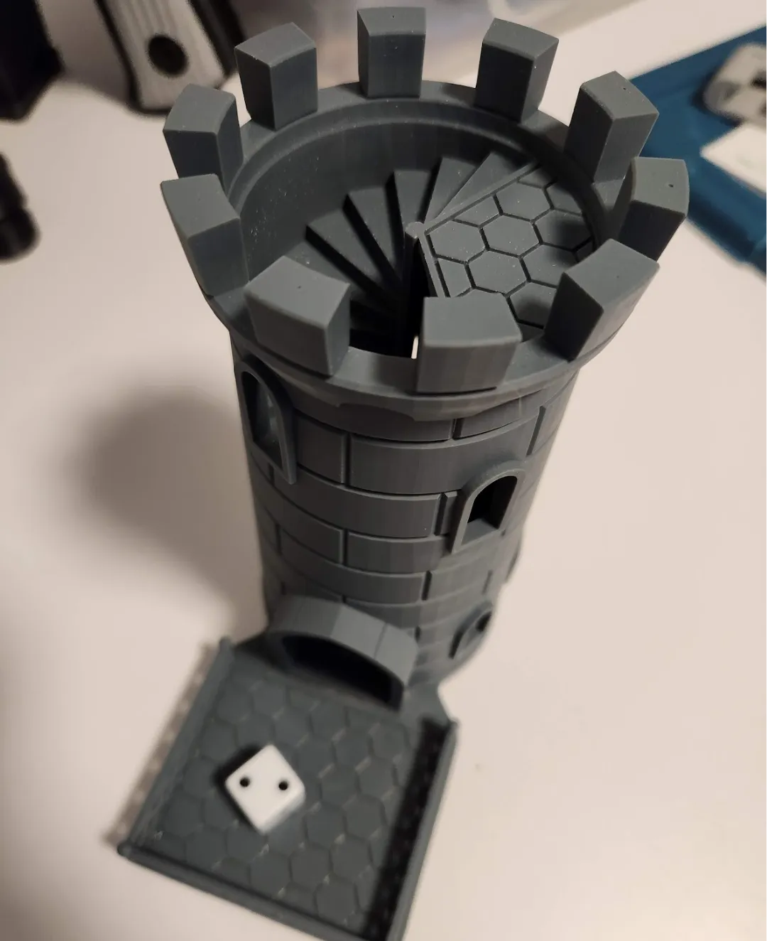 Traditional dice tower with platform