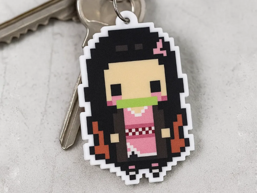 Nezuko Pixel Art Keychain