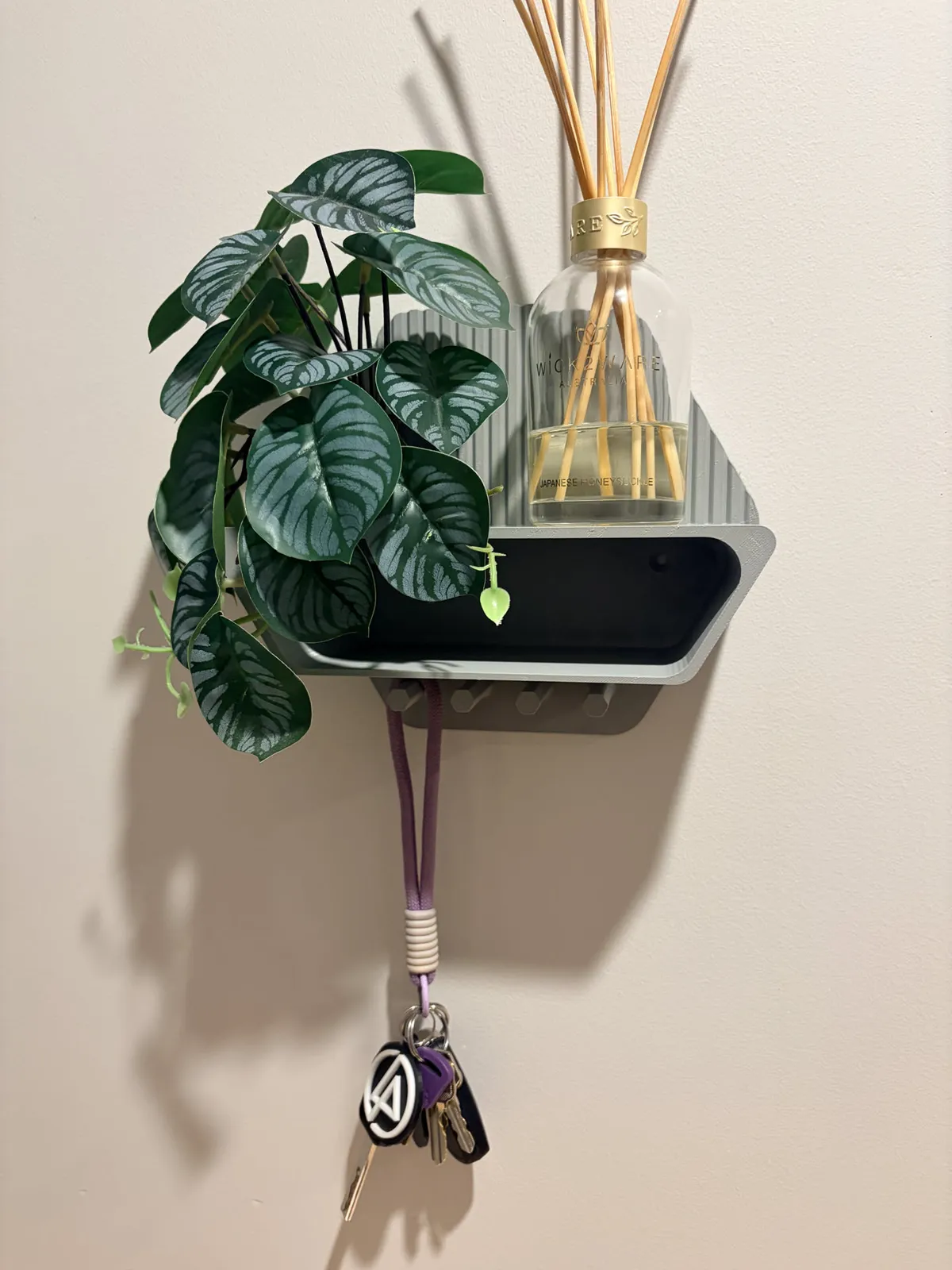 Modern Entryway Organizer Shelf with Key Hooks, photo 4 of 4 - Modern Entryway Organizer Shelf with Key Hooks Household