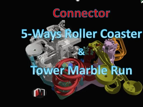 5-Ways Roller Coaster & Tower Marble Run Connector - Coasters, in stock